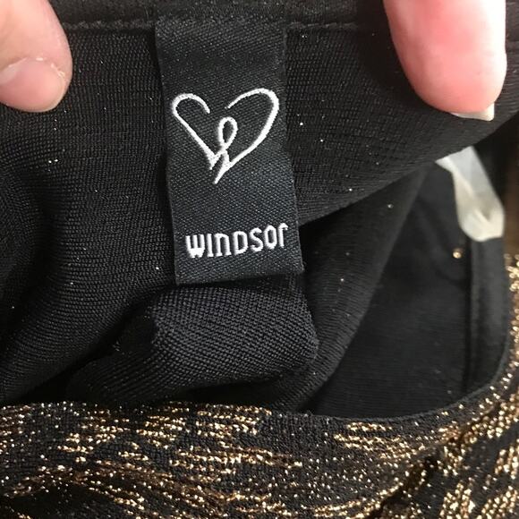 Windsor Black Gold Sheer Paisley Backless Long Sleeve Mermaid Dress S - Picture 3 of 4